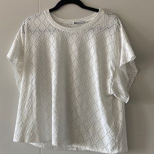 Zara loose white pattern top